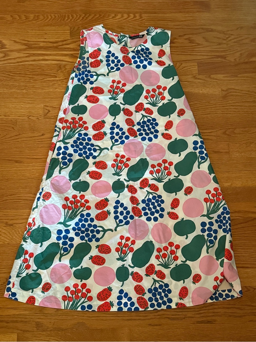 Marimekko Sleeveless A-Line Midi Dress in Green Pink Blue Red